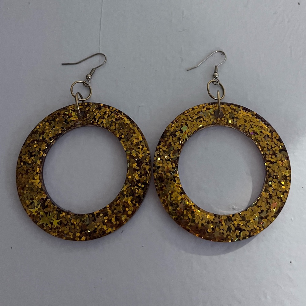 70s Style Sparkly Hoop Earrings